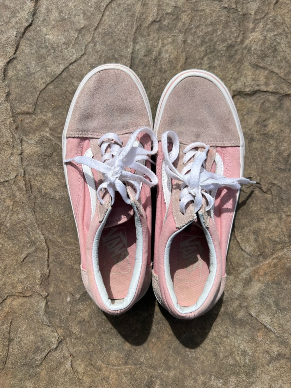 Vans Pink Suede & Canvas Low Tops with White Accents